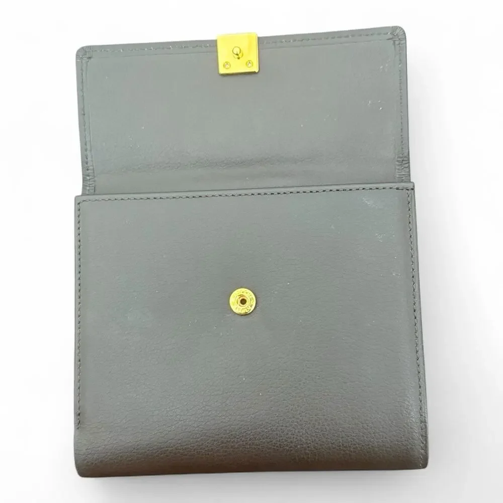Burberry Wallet Dark Brown Leather Bifold Kisslock Nova Check Plaid NEW